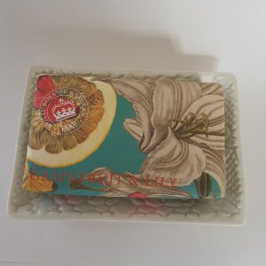 Porcelain soap dish and The English Soap Company’s Kew soaps.